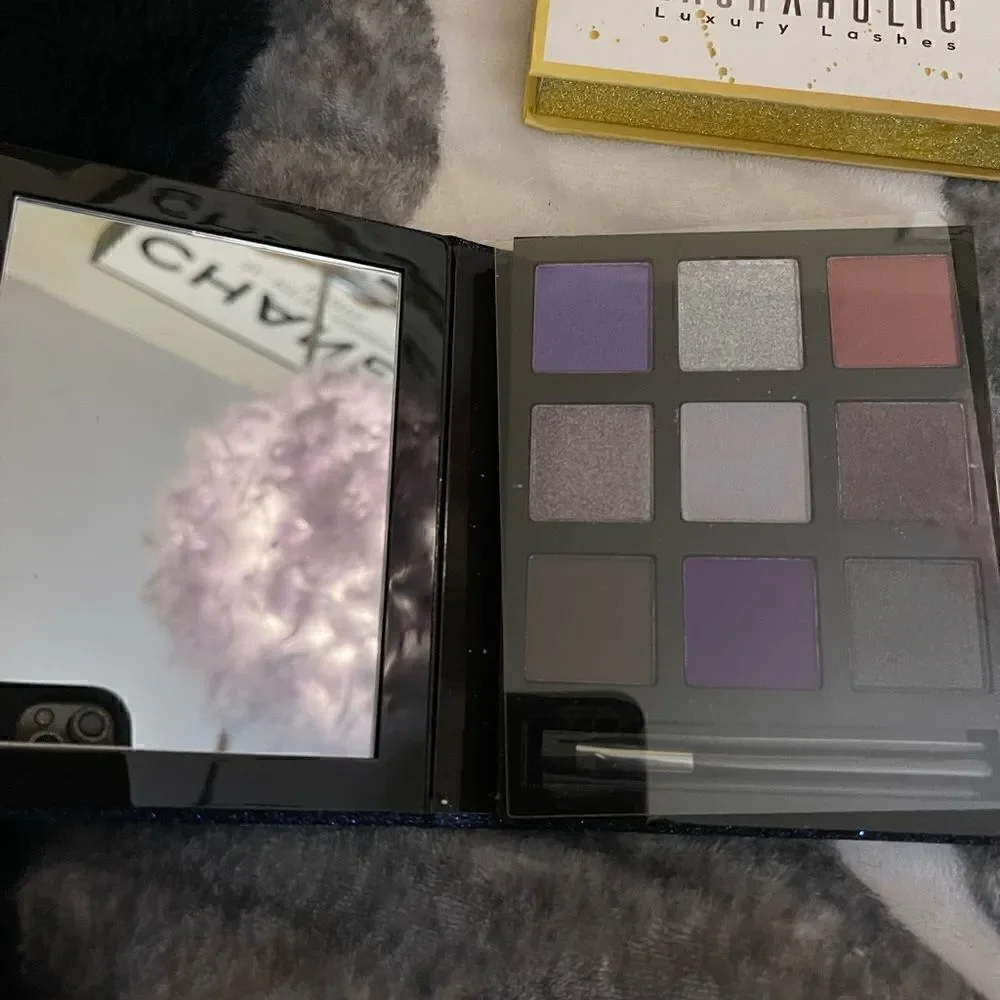 False eyelash lash extension lot + storage & flesh eyeshadow lot